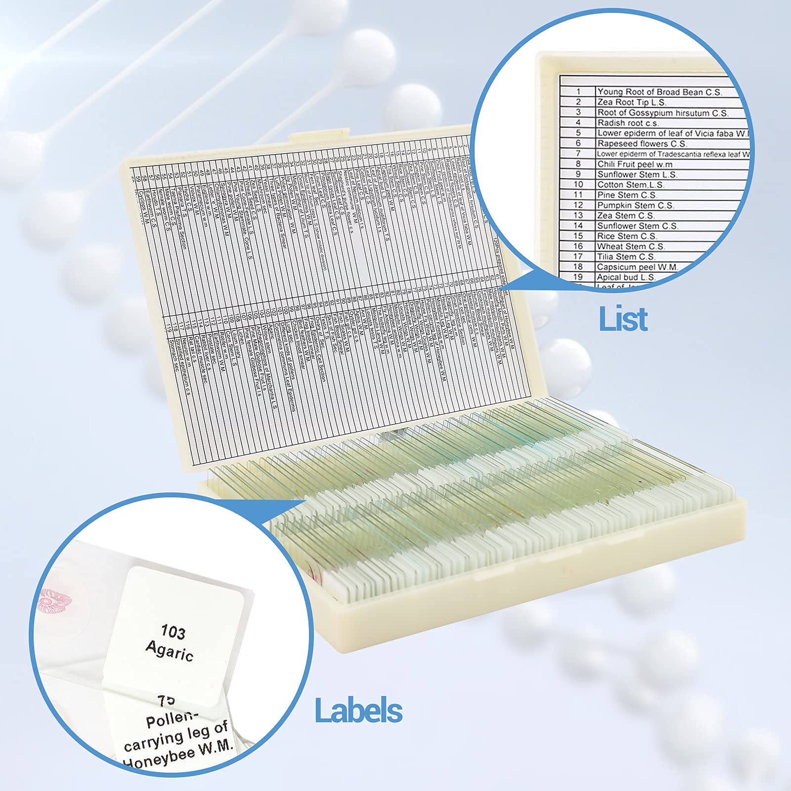 120+60 Microscope Slides With Specimens, Prepared Microscope Slides For
