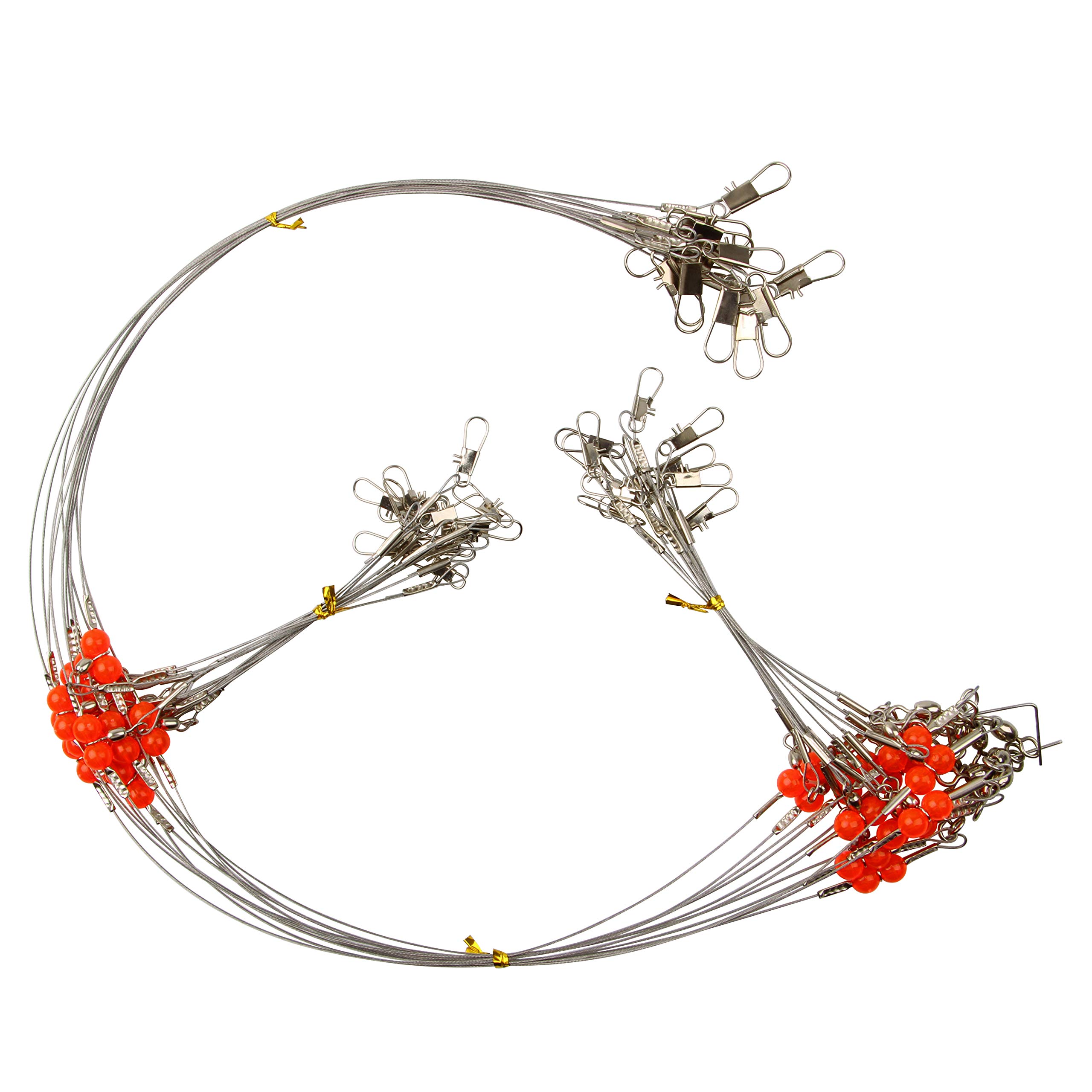 Stainless Steel Tackle Rig Wire Leader Trace Fishing Rigs with Swivel Snaps 12pcs/lot 1Arm/2Arm High-Strength Fishing Wire Leader Rigging Bottom Rigs for Saltwater (2 Arms)