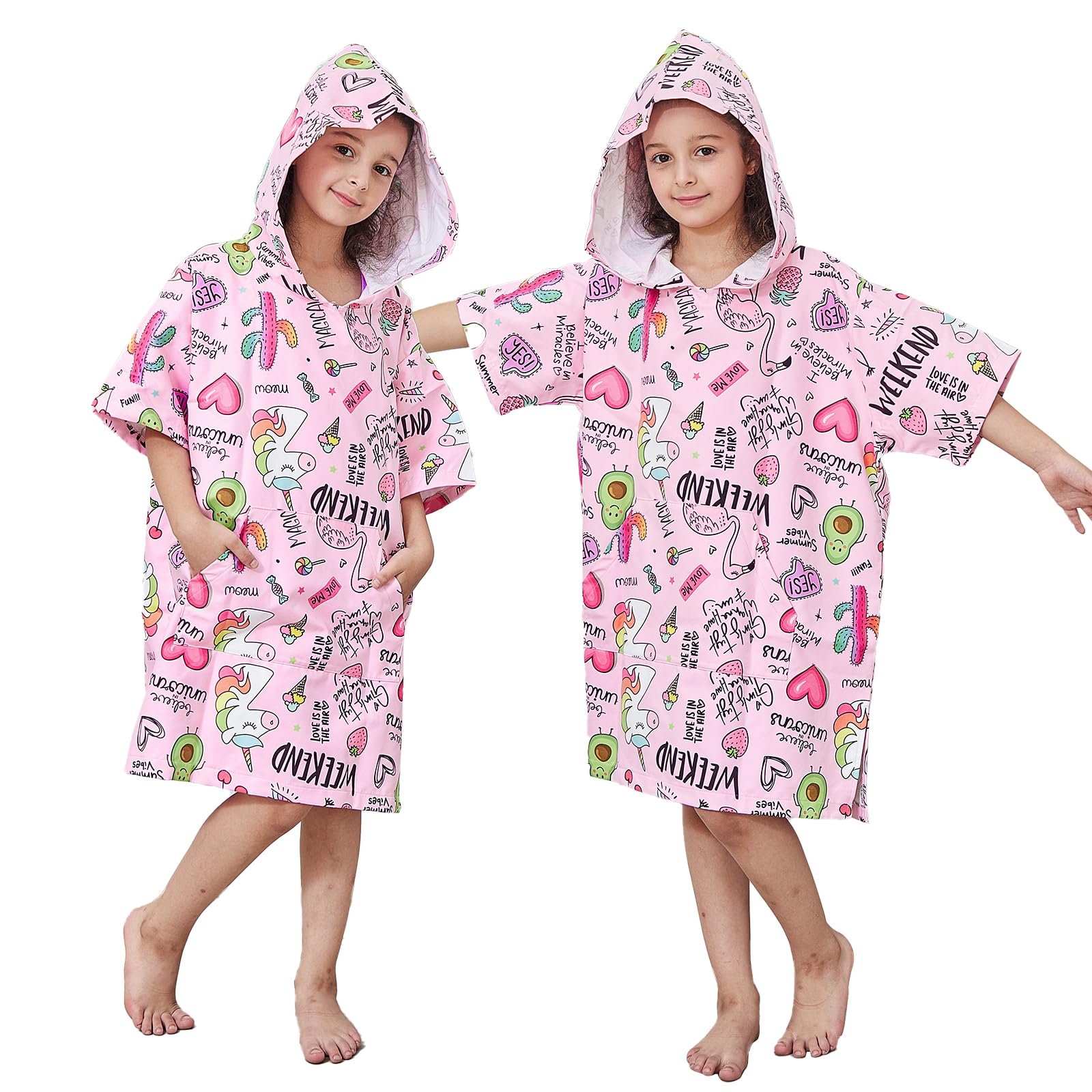 KAKU NANU Changing Robe Kids Hooded Towel Swimming Robes Kids Microfibre 5 6 7 8 9 10 Years Beach Poncho