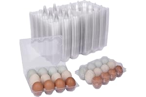 AUGXIXI 70 Pack Plastic Egg Carton Reusable Clear Egg Cartons for Chicken Eggs, Hold 12 Eggs Each