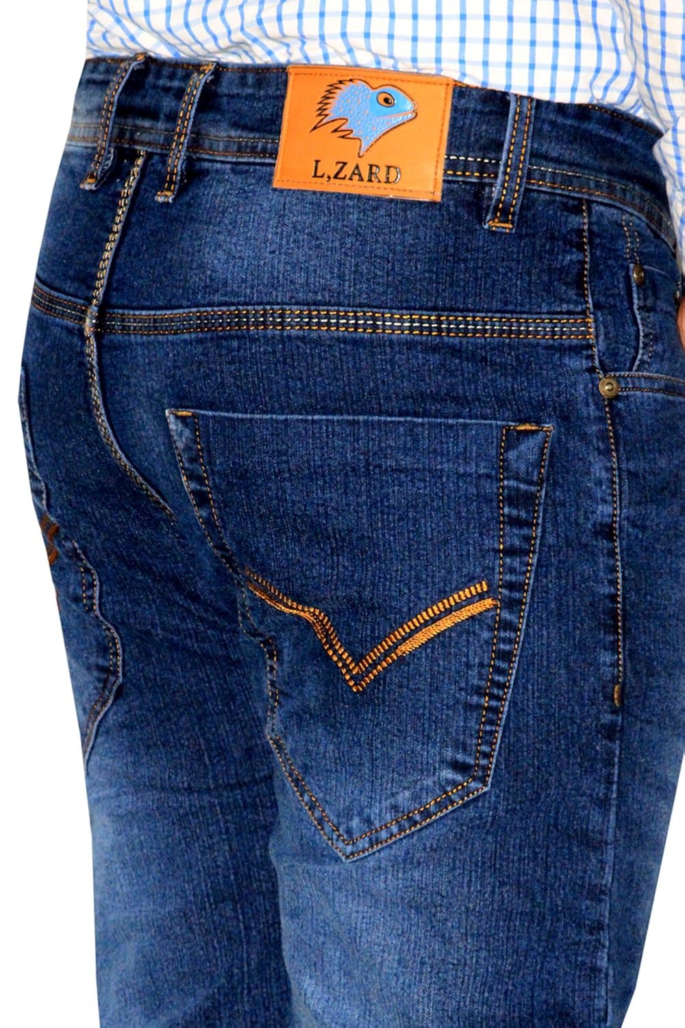 l,zard men's regular fit blue jeans