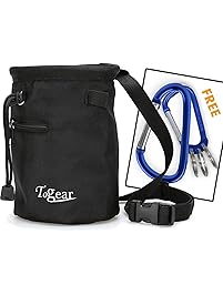 Togear Chalk Bag for Rock Climbing, Weightlifting, Bouldering & Gymnastics Workout Accessories, Quick-clip Belt with Two Aluminium Carabiner Key Chain Clip Hooks