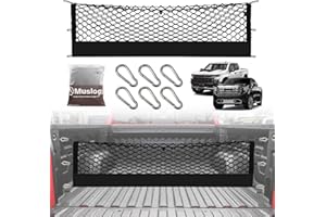 Muslogy Truck Bed Cargo Net Compatible with 2013-2025 Chevy Silverado & GMC Sierra 1500/2500HD/3500HD Accessories Storage Organizer Pickup Truck Bed Envelope Style Cargo Net with Heavy Duty Carabiners