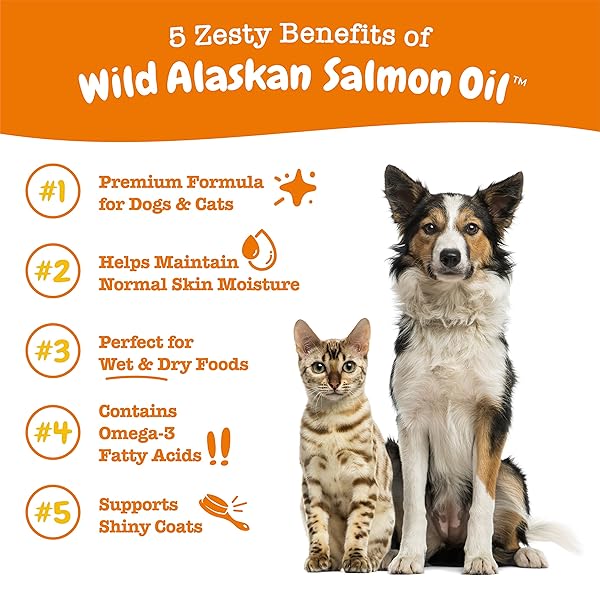 ZESTY PAWS WILD ALASKAN OMEGA-3 BLEND POLLOCK + SALMON OIL FOR DOGS AND CATS- SKIN AND COAT SUPPORT, OMEGA 3 SUPPLEMENT FOR PETS, 8.5OZ