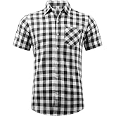 OCHENTA Mens Short Sleeve Button Down Plaid Shirts Lightweight Summer Casual Tops