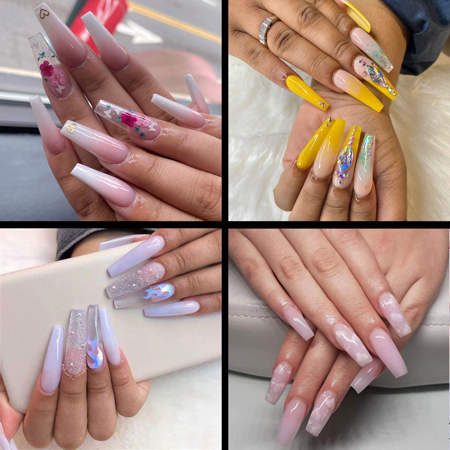 Clear Coffin Nail Tips - Clear Acrylic Nail Tips, 500pcs Clear Ballerina Nail Tips, Half Cover False Nails Fake Nail Tips with Box, INFELING Clear French Nail Tips for Nail Salons Home, 10 Sizes: Beauty