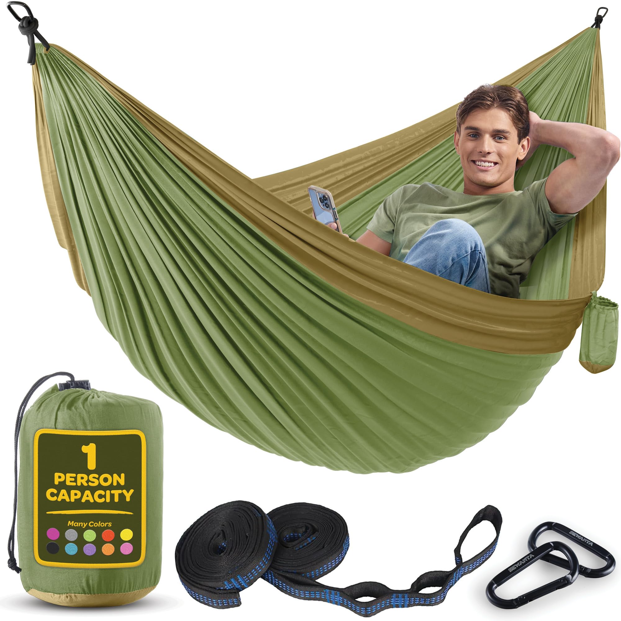 Durable Hammock 400 lb Capacity, Nylon Camping