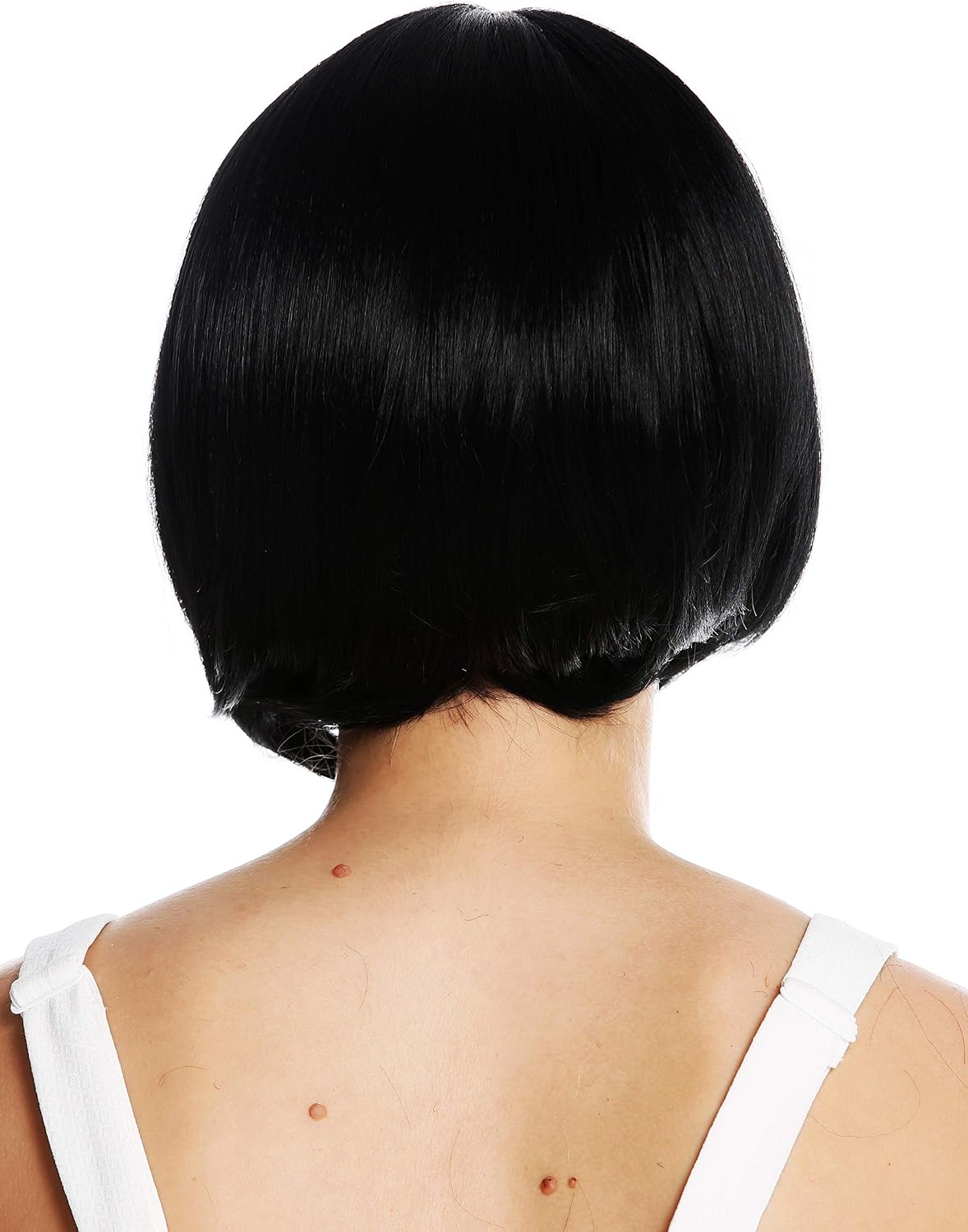 WIG ME UP - VK-54-1 quality women's wig short long bob parting sleek black, black (1), Length: approx. 25 cm - Image 5