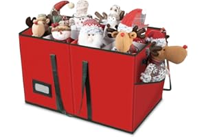 VoMii Large Christmas Figurine Storage Box & Nutcracker Storage Container Up To 8 Holiday Figurines,ornament Decor Organizer Storage Box ,15-Inch Red