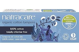 Natracare Non-Applicator 100% Organic Cotton Tampons, Super, Totally Chlorine Free, Biodegradable and Compostable (1 Pack, 20 Tampons Total)