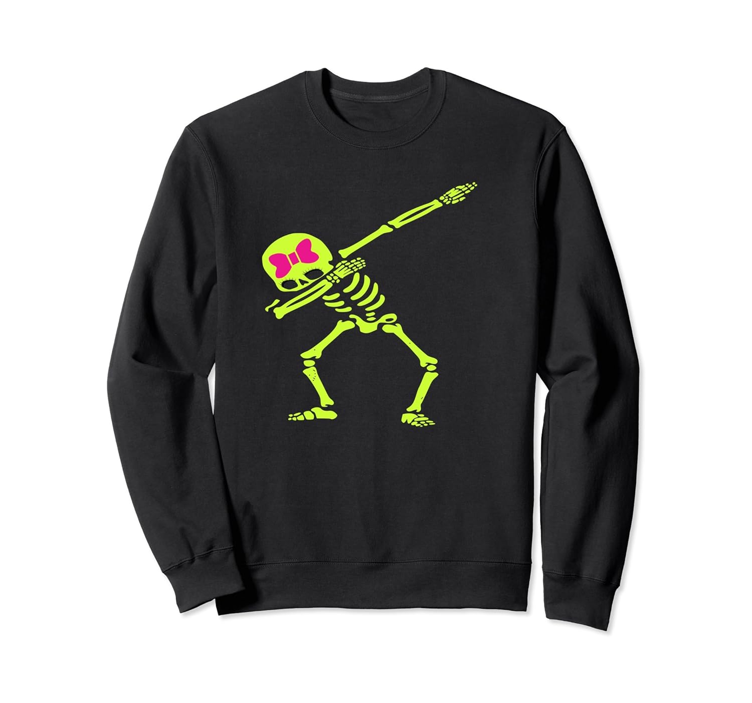 Dabbing Green Skeleton Girl Dab Pose Halloween Sweatshirt-Rose