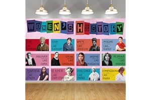 DREASMT Women’s History Month Backdrop Banner Decorations, March Women's History Banner Backdrop Decorations for Womens History Month Background Decorations