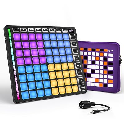 Synido MIDI Pad Beat Maker Machine with 64 Velocity Sensitive RGB Pads, Portable MIDI Controller 8 * 8 Backlit Beating Machine with Easy Mode for Music Production Beginners, TempoPAD Z-1