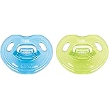 NUK Newborn 100% Silicone Orthodontic Pacifier, 0-3 months, Blue/Green, 2pk