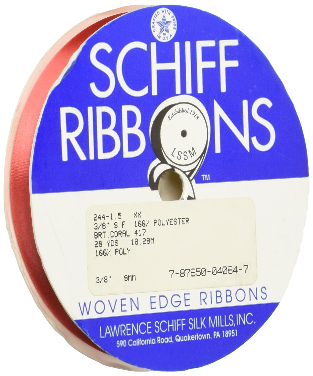 Amazon.com: Schiff Ribbons 244-1.5 3/8-Inch Polyester Single Face Satin Ribbon, 20-Yard, Blue Iris
