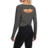 Bestisun Long Sleeve Workout Running Shirts Athletic Yoga Gym Crop Tops for Women