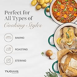 Nuovva Enamelled Cast Iron Dutch Oven Pot with Lid