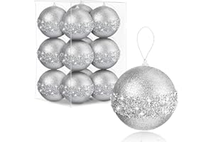 ZZHXKJHKY 12 Pcs 4 Inch Large Christmas Balls Silver Christmas Ball Ornaments Christmas Decorations Tree Balls for Xmas Trees Wedding Party Holiday Decorations Tabletop Small Trees Decoration
