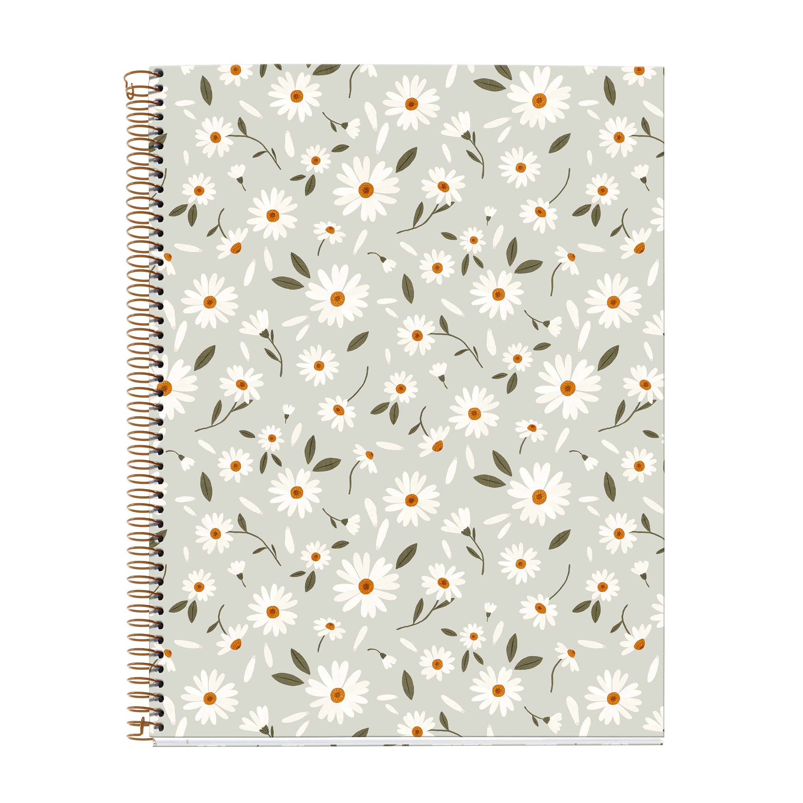 Miquelrius - Notebook A4 (210 x 297 mm), Horizontal Stripes 7 mm, 120 Sheets of 70 g/m², Green Cardboard Cover, 4 Colour Stripes, Copper Spiral, Spring Flowers Collection, Flowers