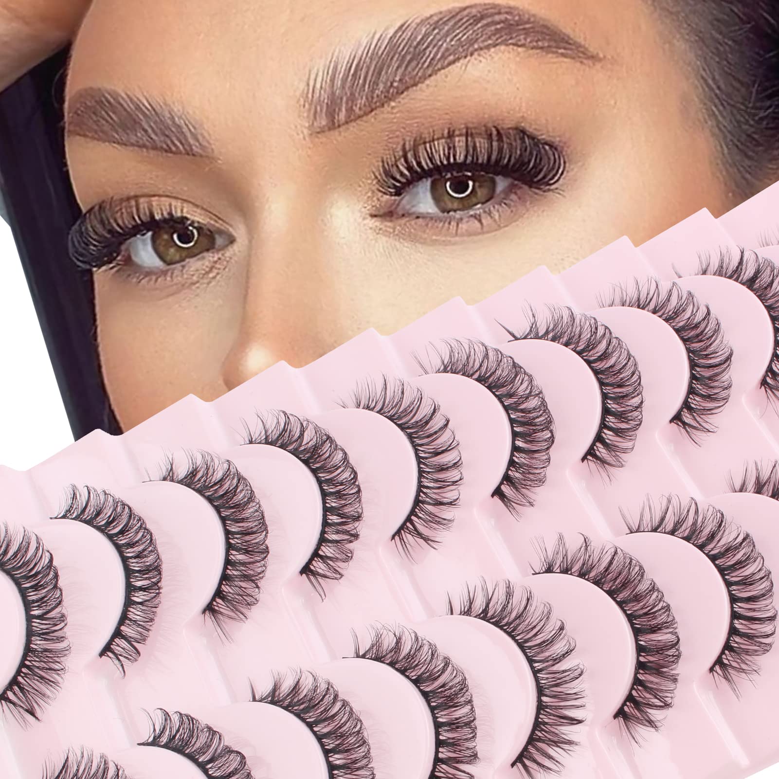 Parriparri False eyelashes Russian Strip Lashes Natural Look 10 Pairs Curly Fake Lashes Fluffy Wispy 3D Effect Faux Mink Eyelashes — image 1