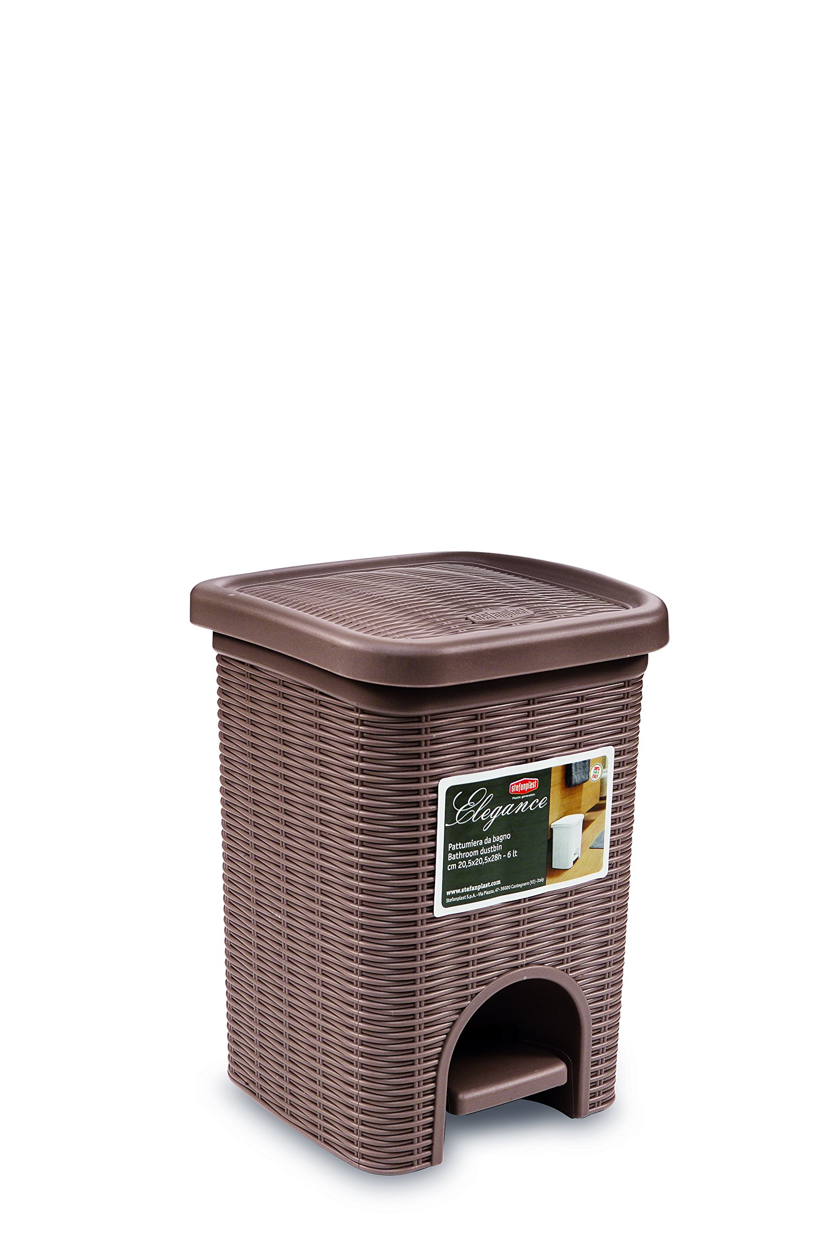 Stefanplast Elegance Bathroom Dustbin, Dove Grey, 20.5 x 20.5 x 28 cm