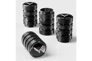 Goshinety Tire Valve Stem Cap Cover fit for Corvette C4 C6 C5 C7 C8 Belt O-Ring Seal Corrosion Resistant tire Valve Air caps 4 Pc Black