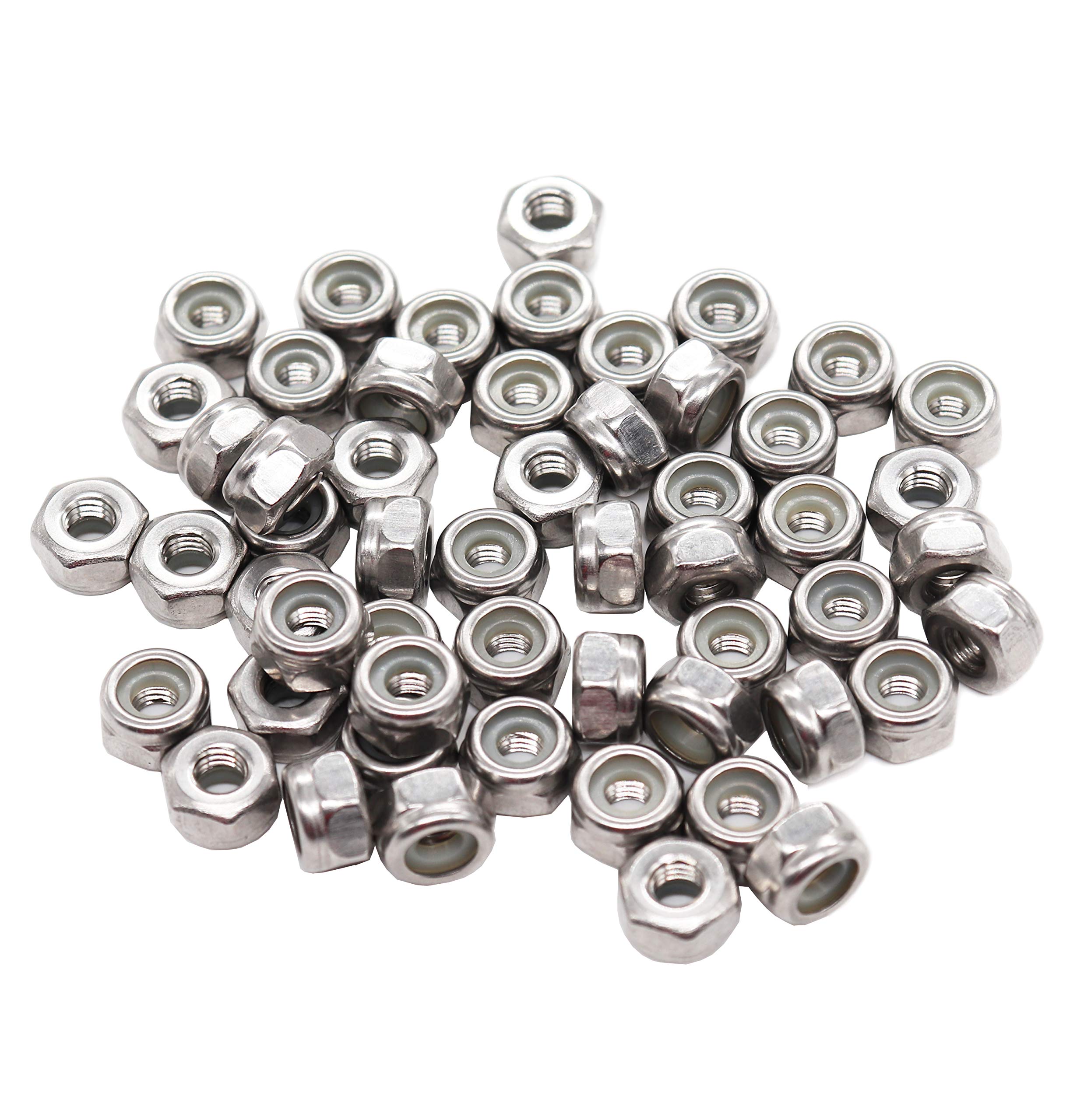 binifiMux 100pcs 10-32 Nylon Inserted Lock Nuts 304 Stainless Steel