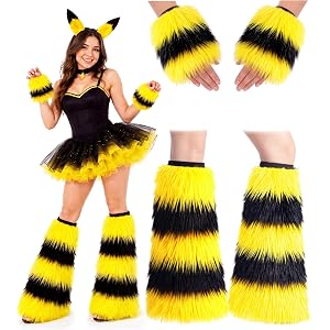 Shyyween 4 Pcs Halloween Furry Costume Women Adult | Halloween Cosplay Theme Includes Striped Cat, Monster, Wolf, Bee and Coo