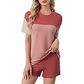 ETOSELL Women's Summer 2 Piece Outfits Lounge Matching Set Short Sleeve Top and Shorts with Pockets Travel Vacation Outfit