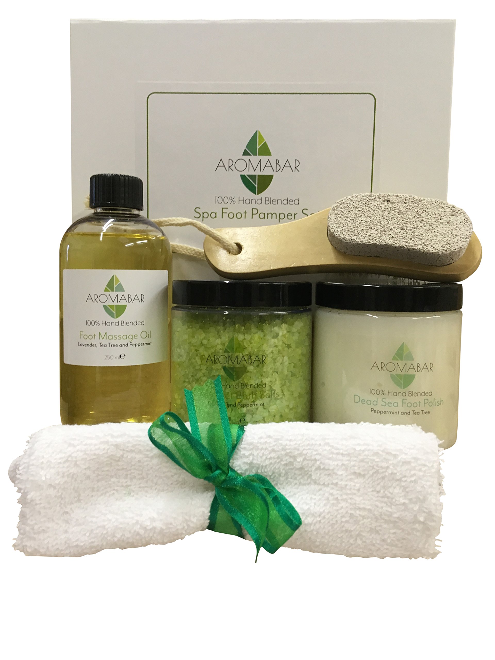 Spa Foot Pamper Kit includes Foot Massage Oil, Fresh Feet Salts Soak, Dead Sea Scrub & Wooden Foot Massager