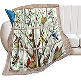 Birds Blanket for Girls Boys Rustic Bird Throw Blankets Farmhouse Hummingbird Fleece Cozy Throws Warm Soft Fuzzy Plush Stuffed Animal for Sofa Bed Living Room Decor Gifts for Men Women Adults 50"x40"