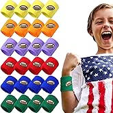 24 Pieces Kids Sports Wristbands 6 Colors Football Sports Party Favor Colorful Wrist Sweatbands Cloth Wristbands for Birthday Party Sports Party