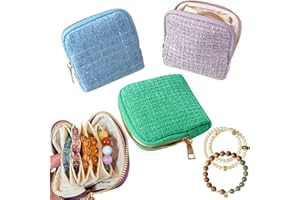 CHIMORY 2025 New Mini Jewelry Travel Case – Travel Jewelry Case for Crystal Bracelets, Rings, Bangles with Smooth Metal Zipper, Elegant Jewelry Pouch for Journey, Crystal Jewelry Storage Pouch, Tweed Green