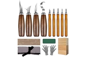 MACIFECI Wood Carving Tools 26 PCS Wood Carving Kit for Beginners with Detail Wood Carving Knife Set, Wood Whittling Knife Set, Blocks, Sharpener, Chisel Knife, Gloves, Wood Carving Kits for Adults