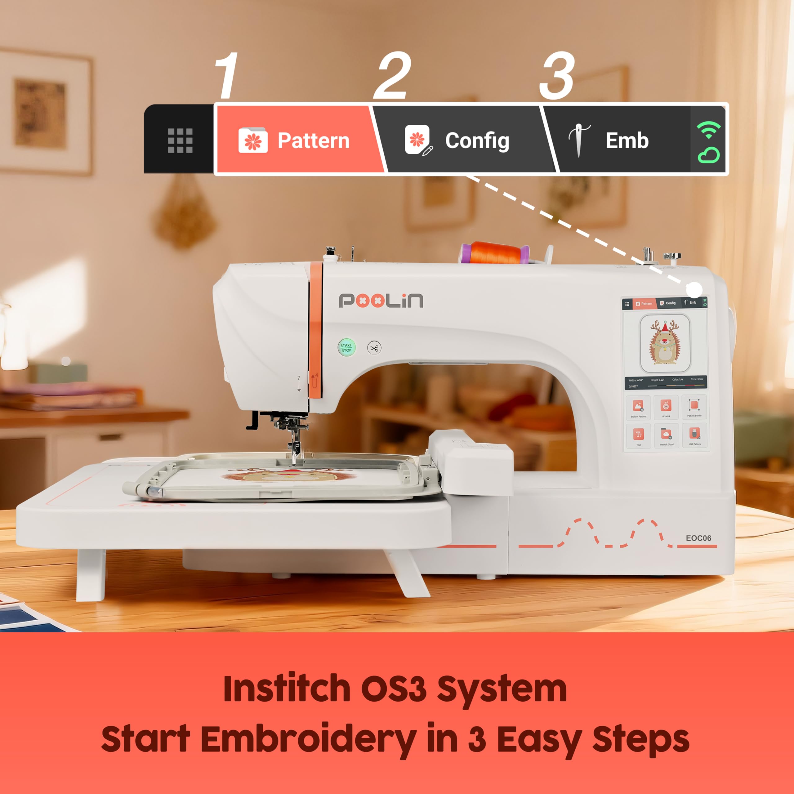 POOLIN EOC06 Embroidery Machine,7