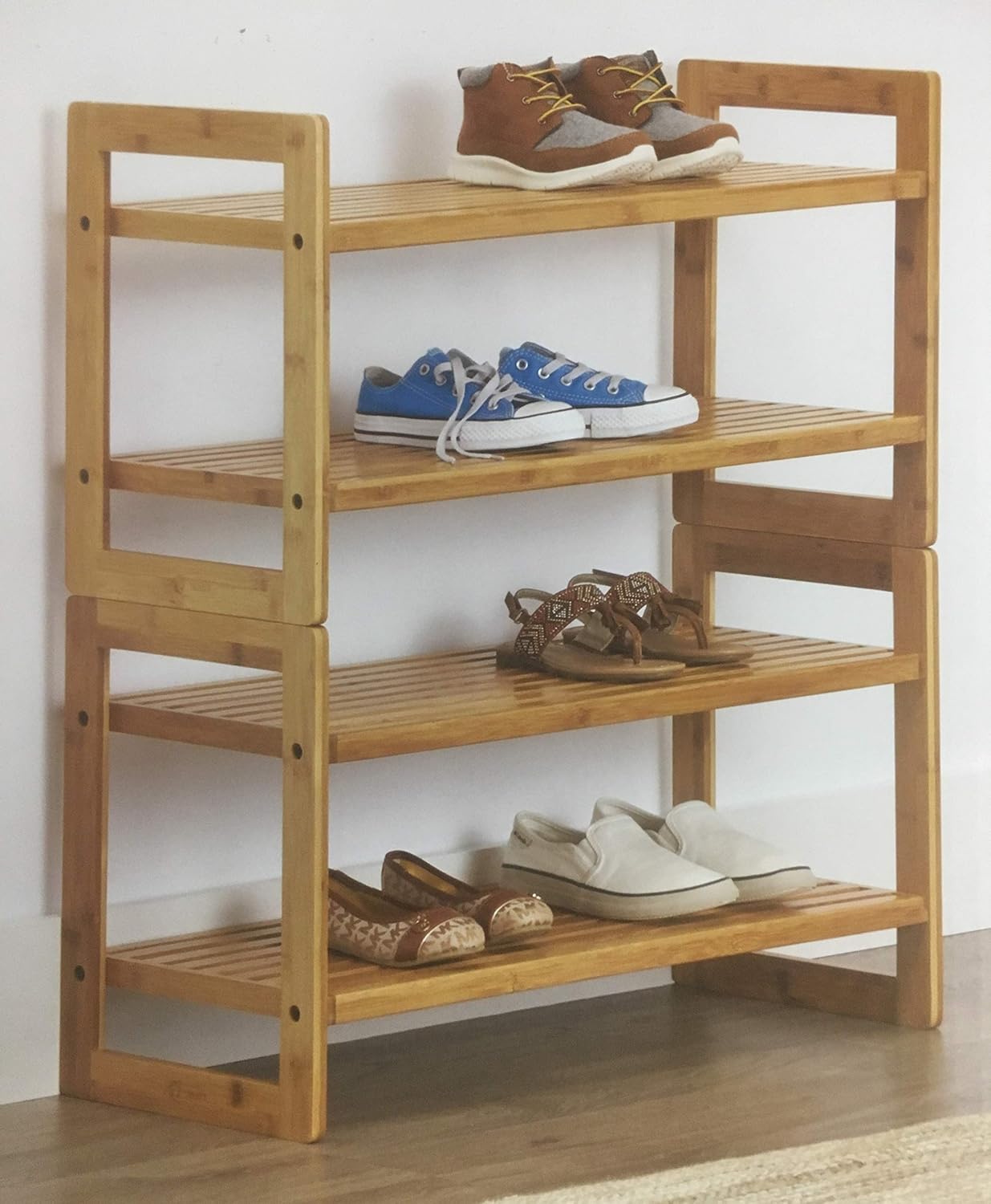 bamboo shoe rack amazon on Amazon Com Trinity Set Of 2 2 Tier Bamboo Shoe Racks Home Kitchen