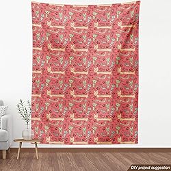 Ambesonne Cat Fabric by The Yard, Pattern with Hand
