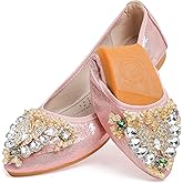 WAMBHC Women's Ballet Flat Shoes - Cute Rhinestones Bow Wedding Flats Slip on Flats for Women Comfort