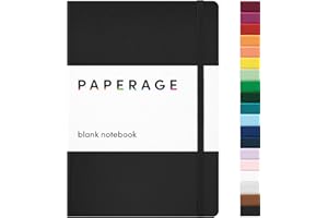 PAPERAGE Blank Journal Notebook, (Black), 160 Pages, Medium 5.6 in x 8 in - 100 GSM Thick Paper – Hardcover Journaling Notebook for Work, School, Note Taking or Sketching