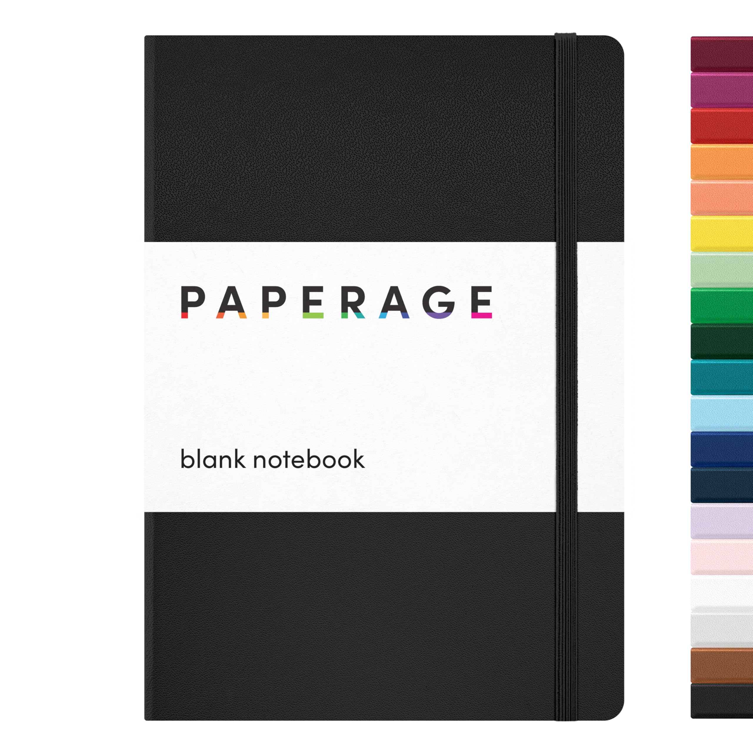 Photo 1 of PAPERAGE Blank Journal Notebook, (Black), 160 Pages, Medium 5.6 in x 8 in - 100 GSM Thick Paper – Hardcover Journaling Notebook for Work, School, Note Taking or Sketching