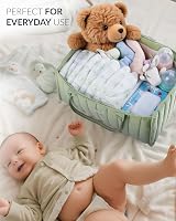 Love & Lullabies Nappy Caddy Organiser Sage Green Quilted Baby Basket view 5