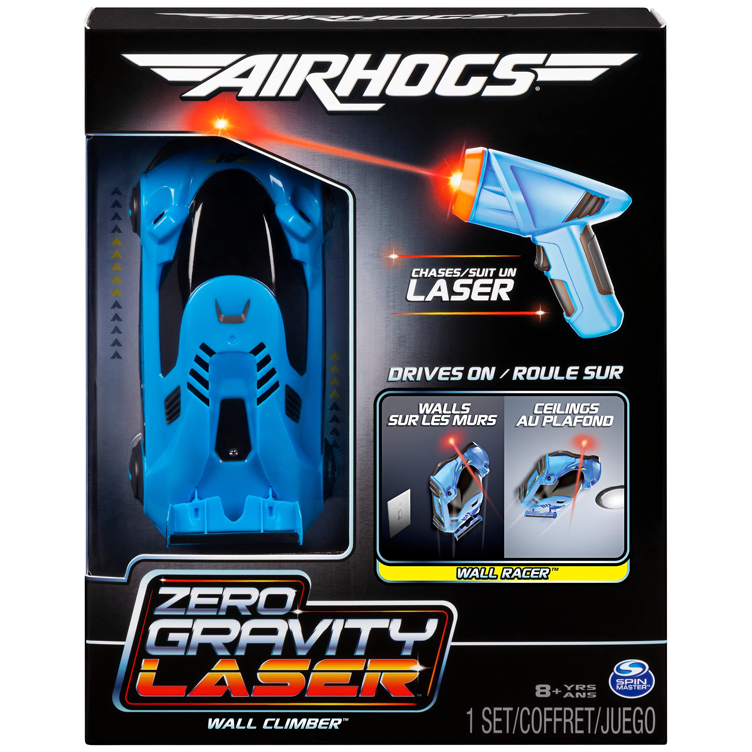 Air Hogs Zero Gravity Light, Light-Guided Wall Racer, Wall Climbing Race Car,Blue