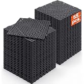 VEVOR Interlocking Tile 55PCS Black, Drainage Tiles 12" x 12" Splicing, Soft PVC Interlocking Drainage Floor Tiles, Non-Slip Drainage Holes for Restroom, Bathroom, Kitchen, Pool, Wet Areas