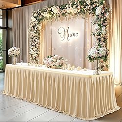 Partisky Champagne Polyester Table Skirt for