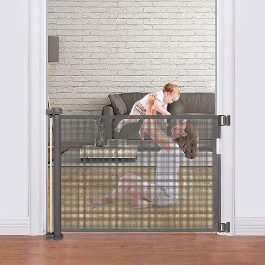 Retractable Baby Gate, Mesh Safety Gate for Babies and