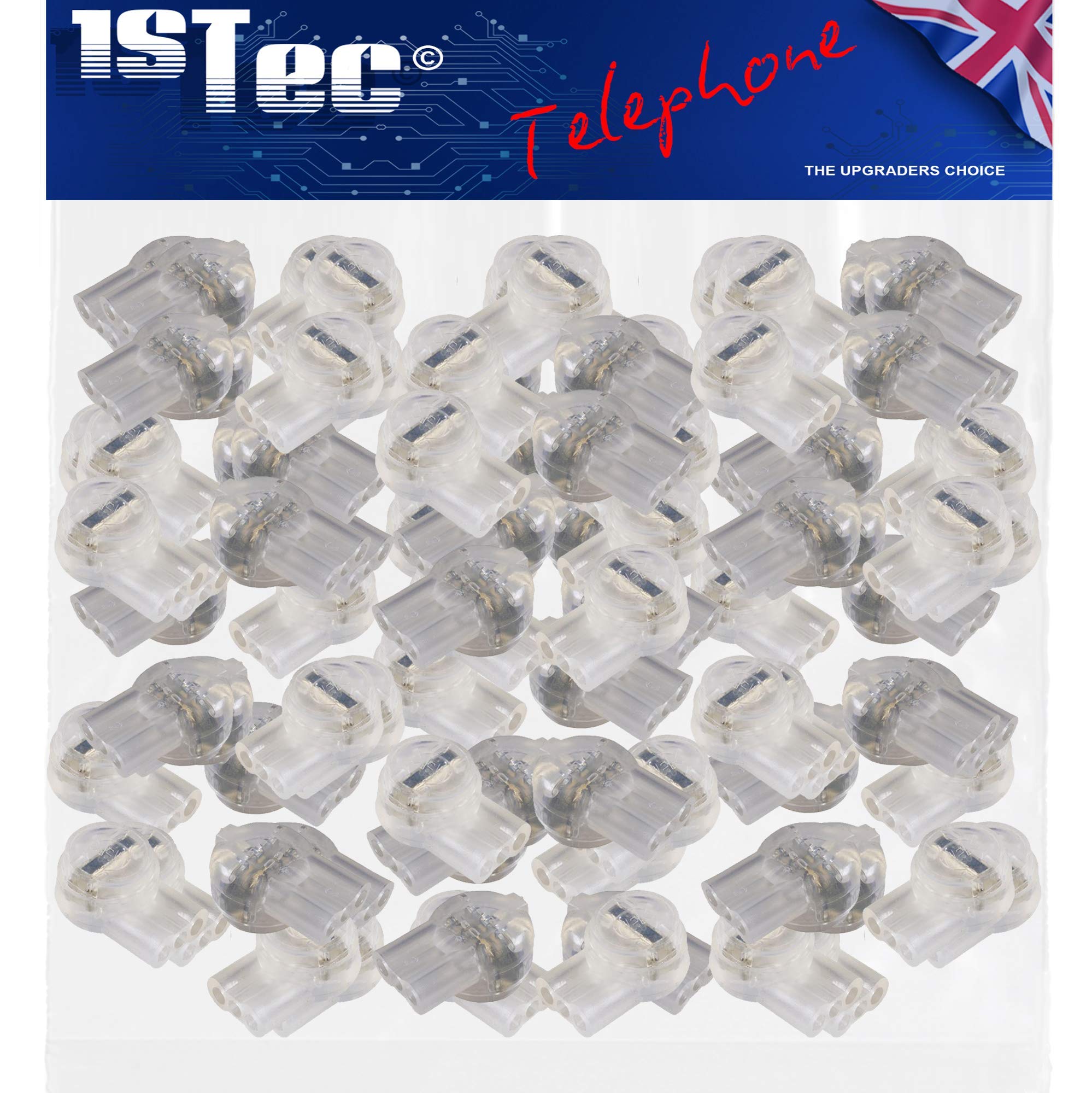 1STec 100 x Genuine BT 3 Wire 8B External Internal Waterproof Gel Filled Crimp Connectors for Joining Solid Core Telephone or Alarm Cable Connecting Block Repairs Splice or Join Phone Wires 100 Pack