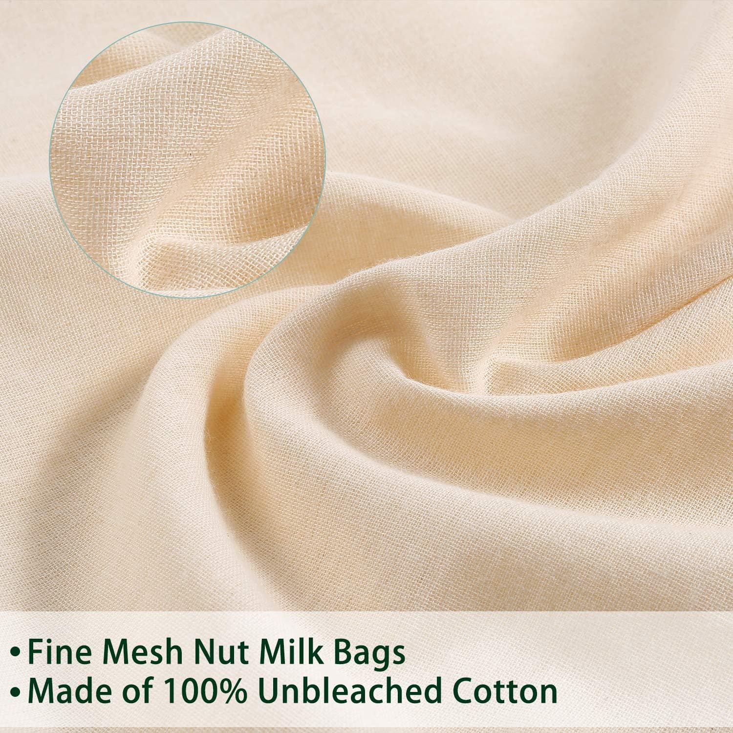 Nut Milk Bag Reusable, 3 Pack 12" x 12" All Natural Cheesecloth Bags - Image 4