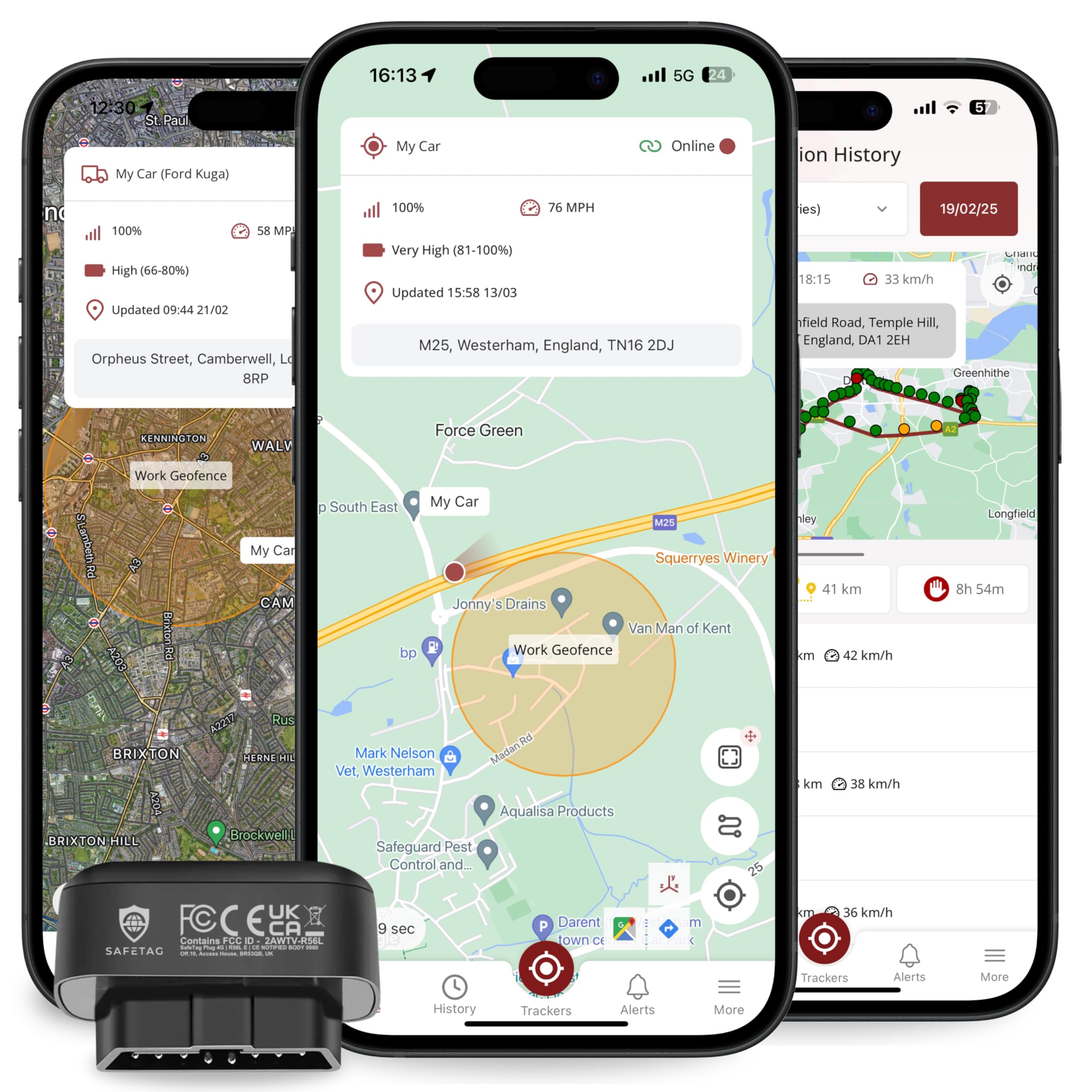 SafeTag Plug 4G - Self Install OBD GPS Tracker for Car, Van, Motorbike & More, Fits every vehicle, Live Tracking and Instant Alerts, 7 Day Free Trial & SIM Included, Designed in the UK