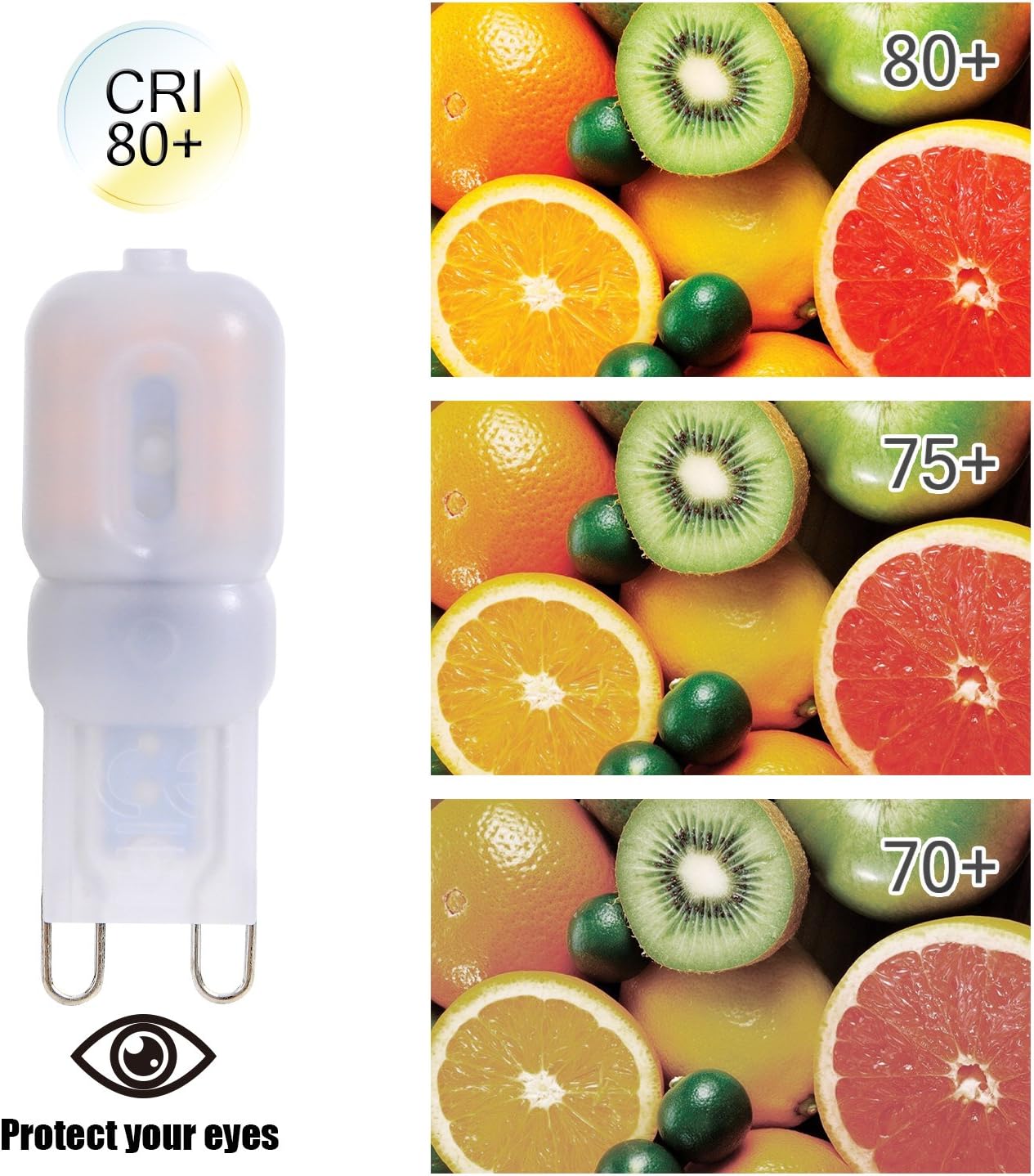 JUNSHI G9 LED Bulb,2.5W to 20W,3000K Warm White,210 Lumens,AC220-240V LED Light Bulb,Pack of 6, 6 Count (Pack of 1) - Image 5