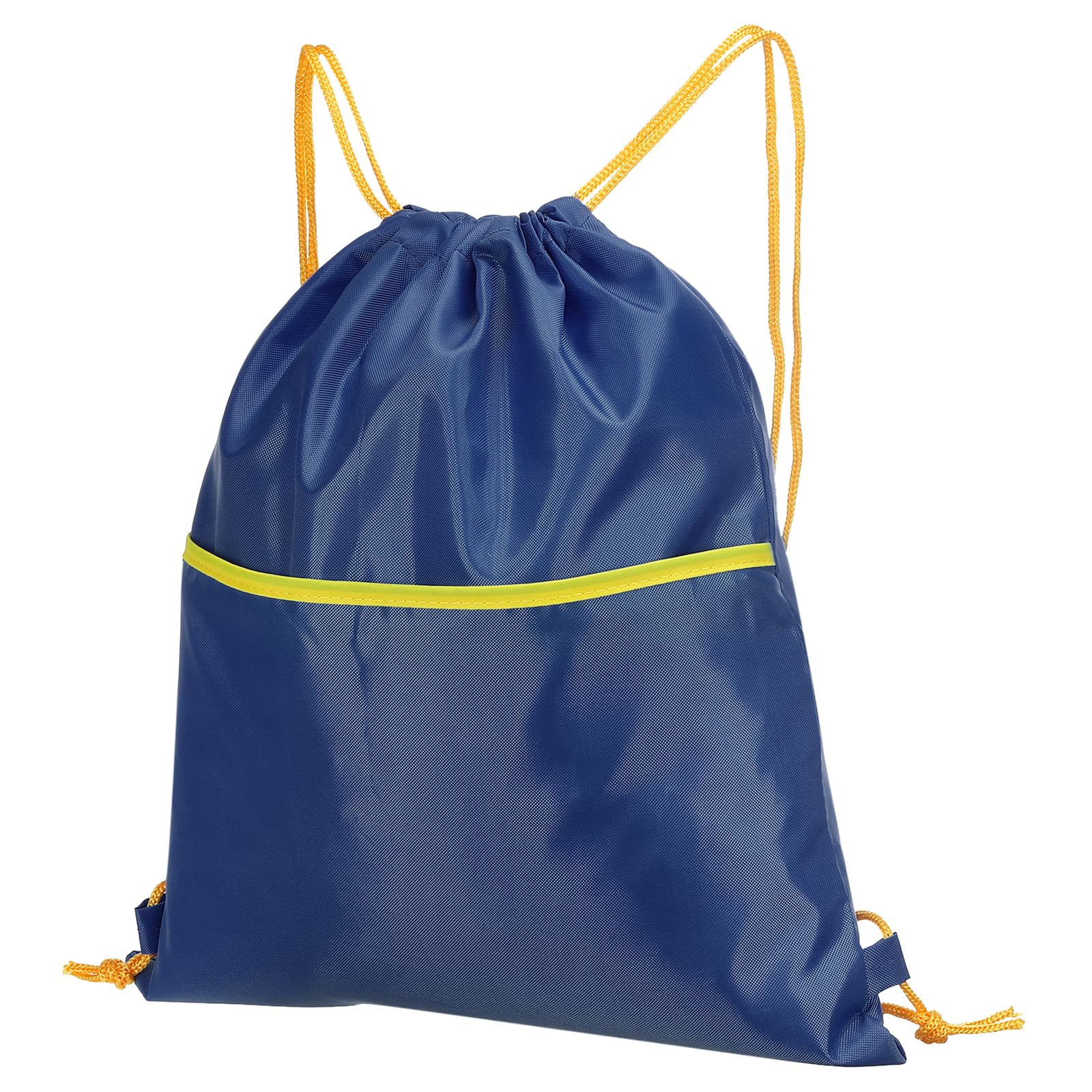 PATIKIL Drawstring Backpack Bag, Drawstring Gym Bags String Backpack with W Zipper Side Pockets for Women Men, Navy Blue